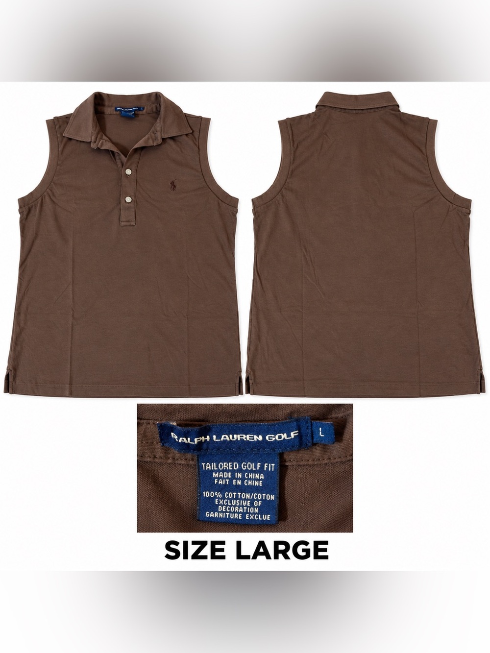 Ralph Lauren Brown Sleeveless Polo Golf Top